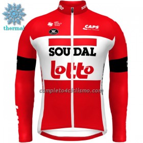 Maglia 2022 Lotto Soudal Manica Lunga Winter Invernale Rosso Bianco